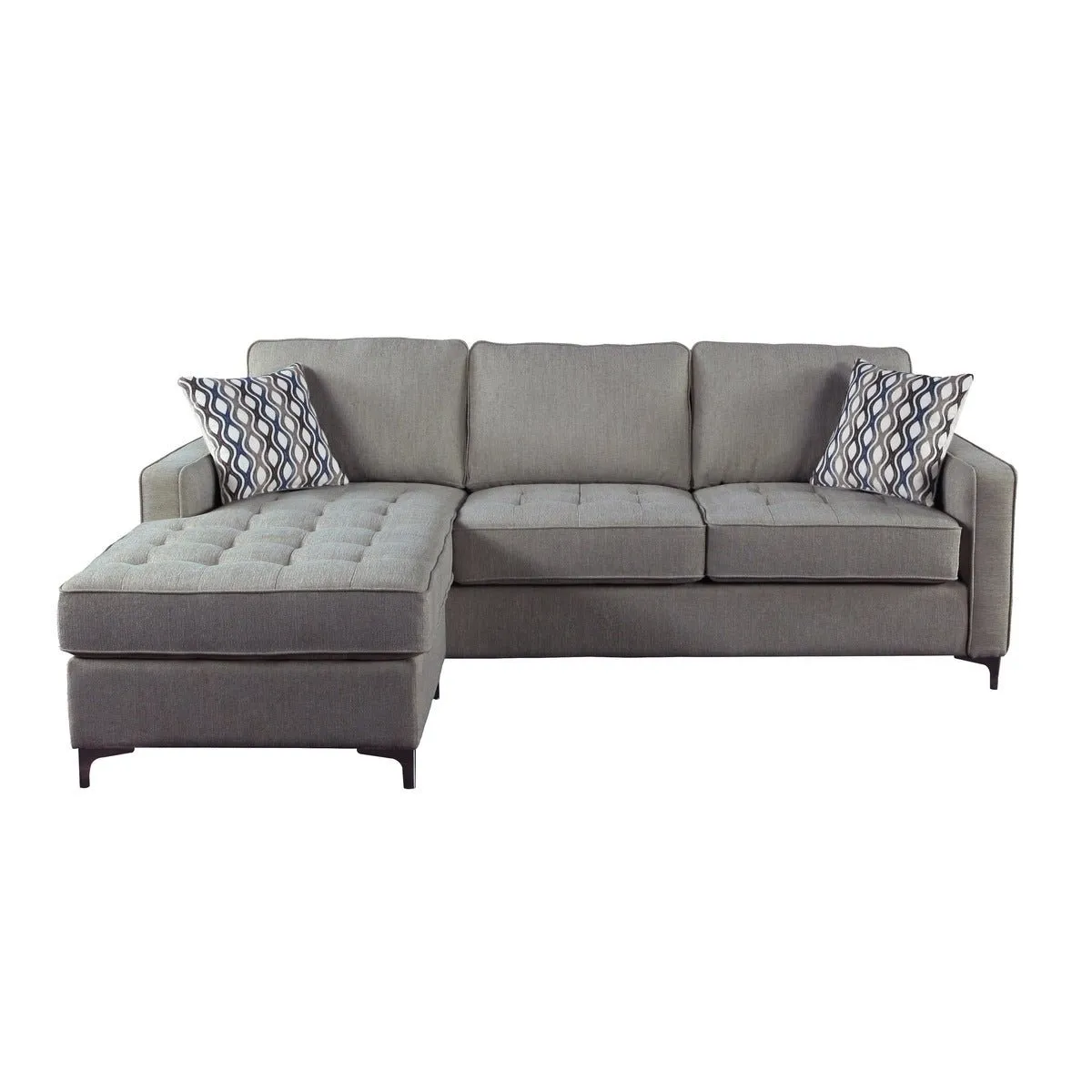 Hudson Collection Graphite Reversible Sectional with 2 Pillows and Storage Chaise