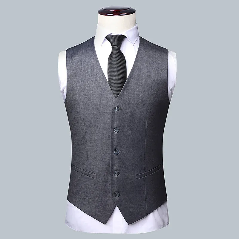 IKEARLAX  New Suit Suit Men's Three-Piece Slim-Fit Korean Wedding Dress Business Formal Wear British Plaid Suit