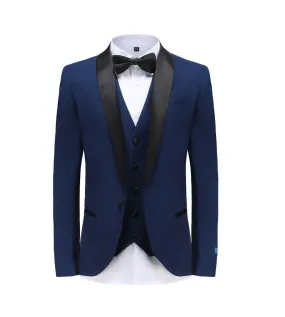 Indico Blue Men's Slim-Fit Tuxedo Single Breasted Shawl Lapel Vested TX-300