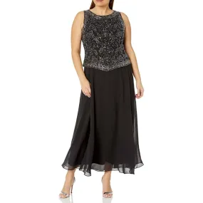 J Kara NY Beaded Top Gown Dress Black