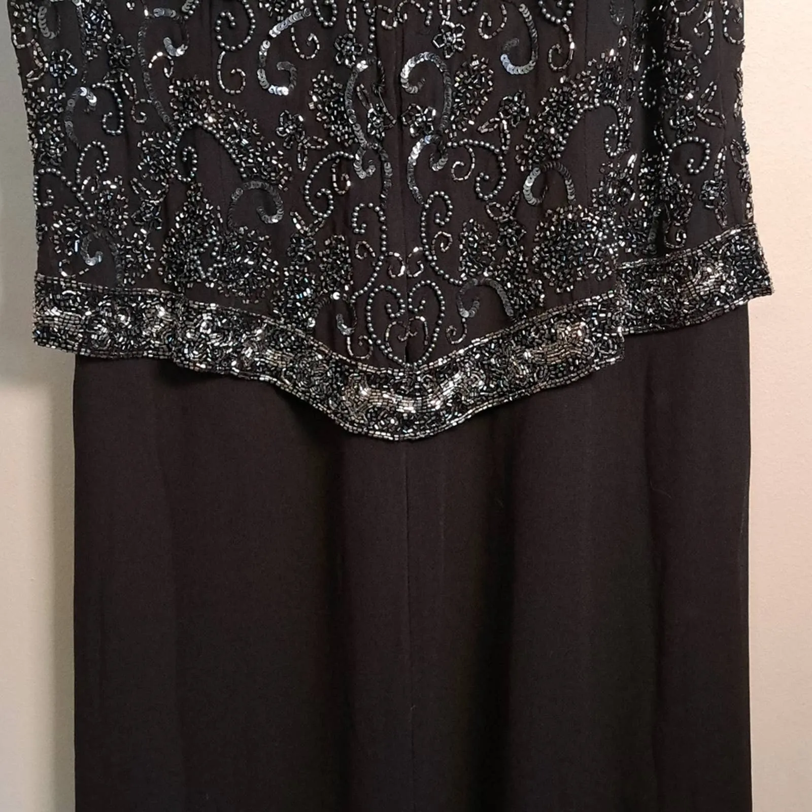 J Kara NY Beaded Top Gown Dress Black