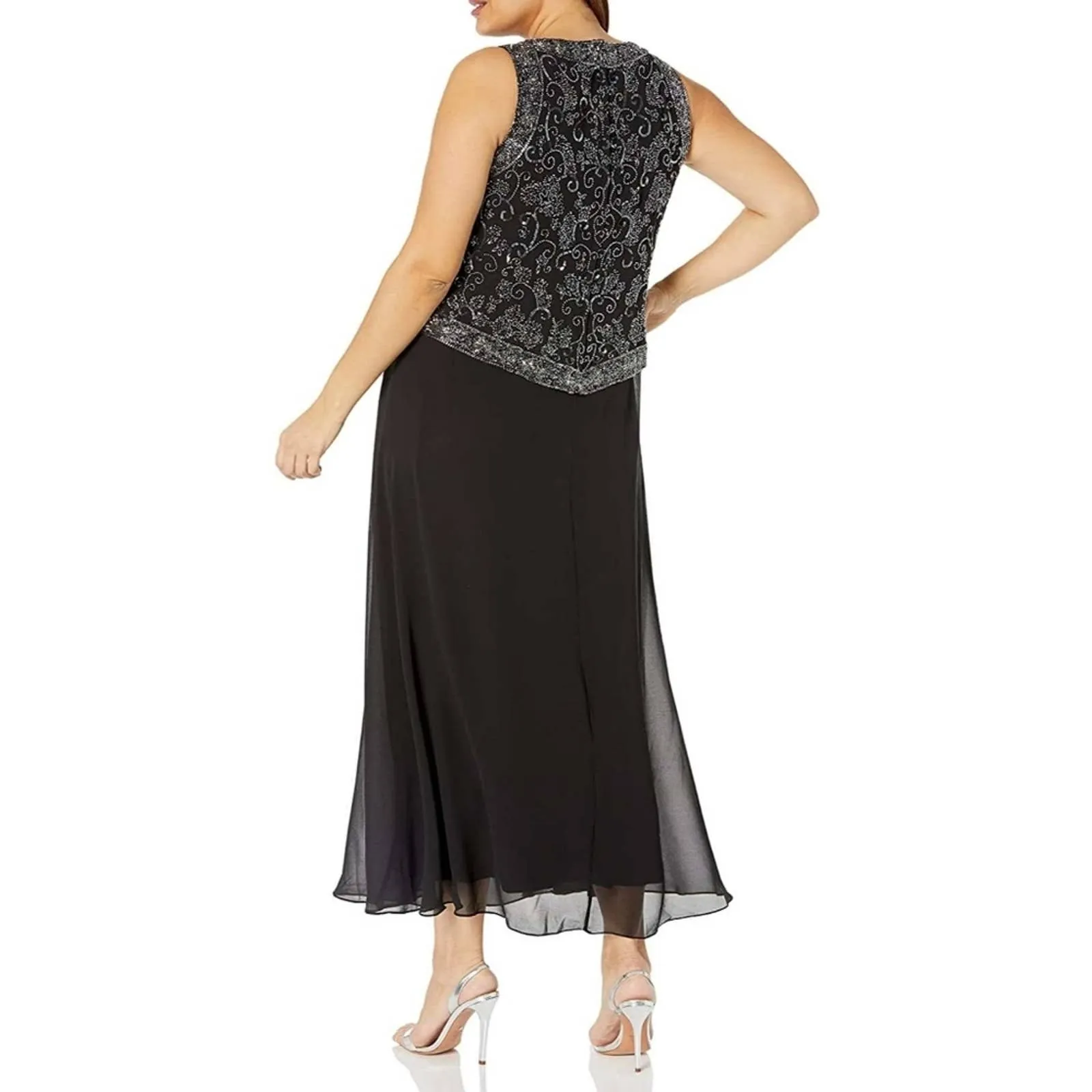 J Kara NY Beaded Top Gown Dress Black