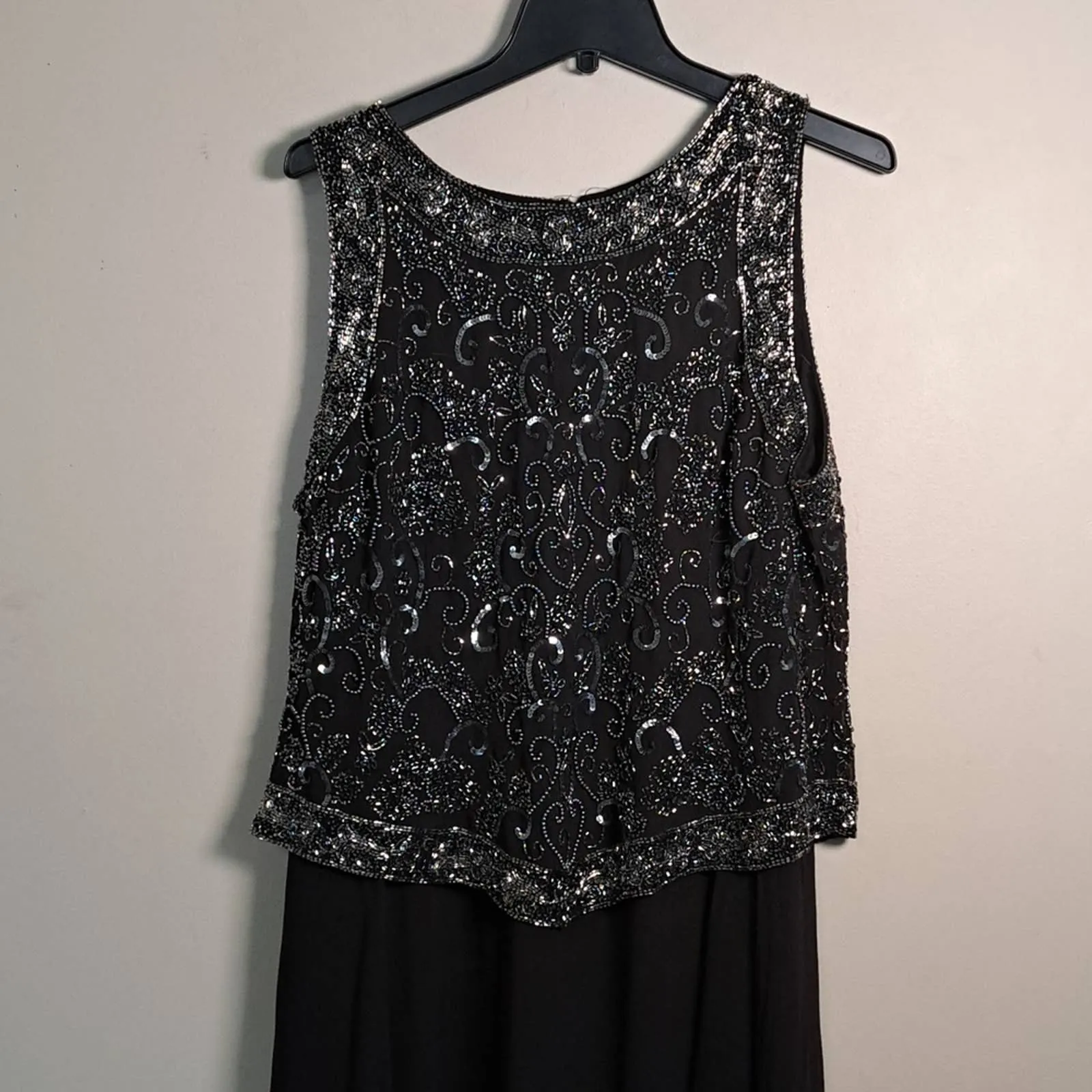 J Kara NY Beaded Top Gown Dress Black