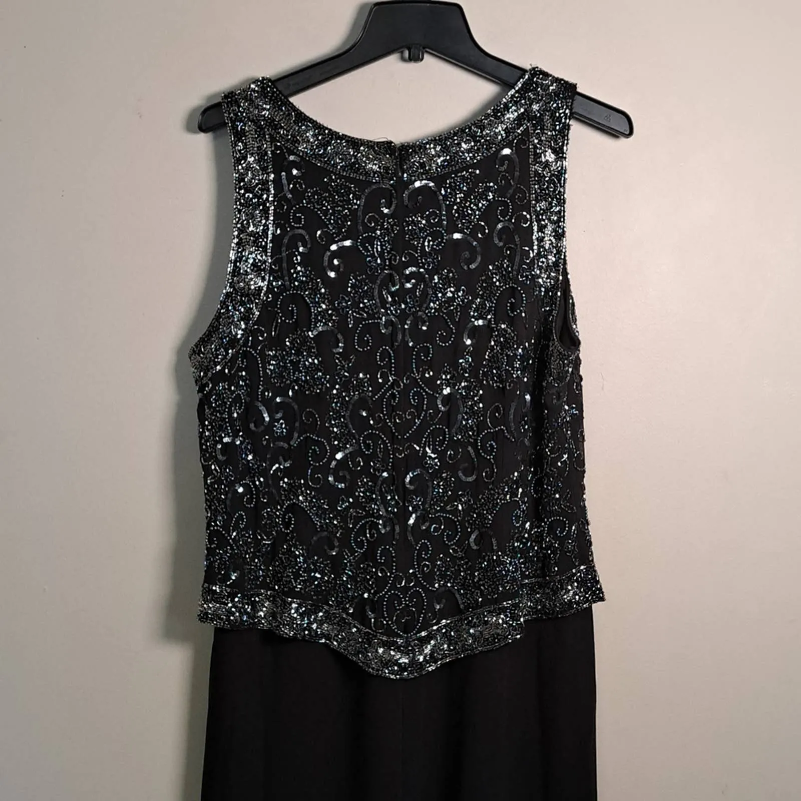 J Kara NY Beaded Top Gown Dress Black