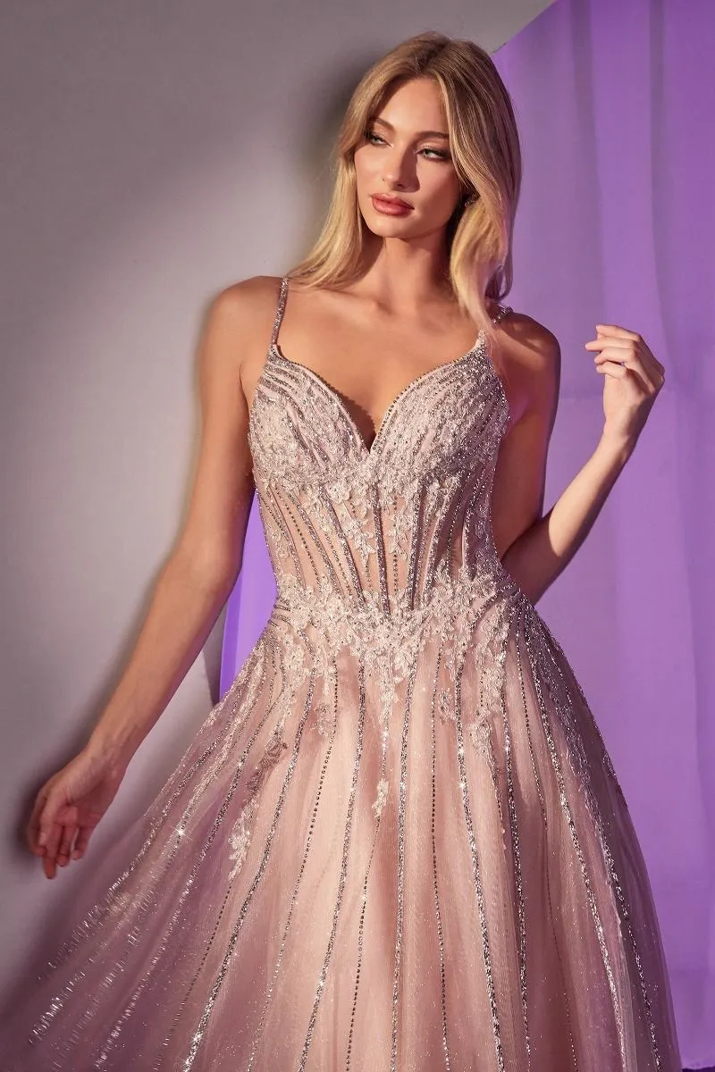 JAŠA Embellished Crystal Tulle A Line Prom & Formal Dress