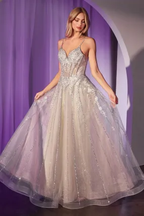 JAŠA Embellished Crystal Tulle A Line Prom & Formal Dress