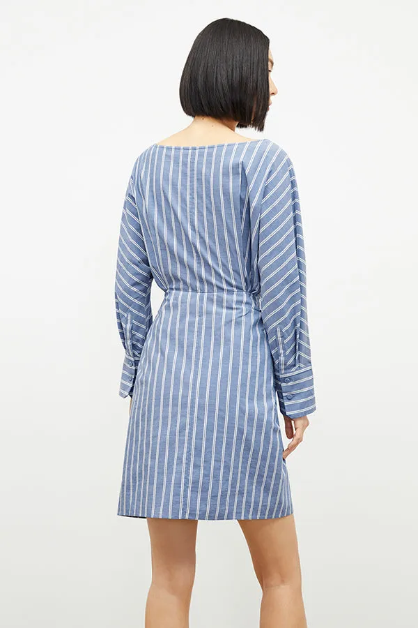 Janie Dress - Poplin Stripe :: Blue / White