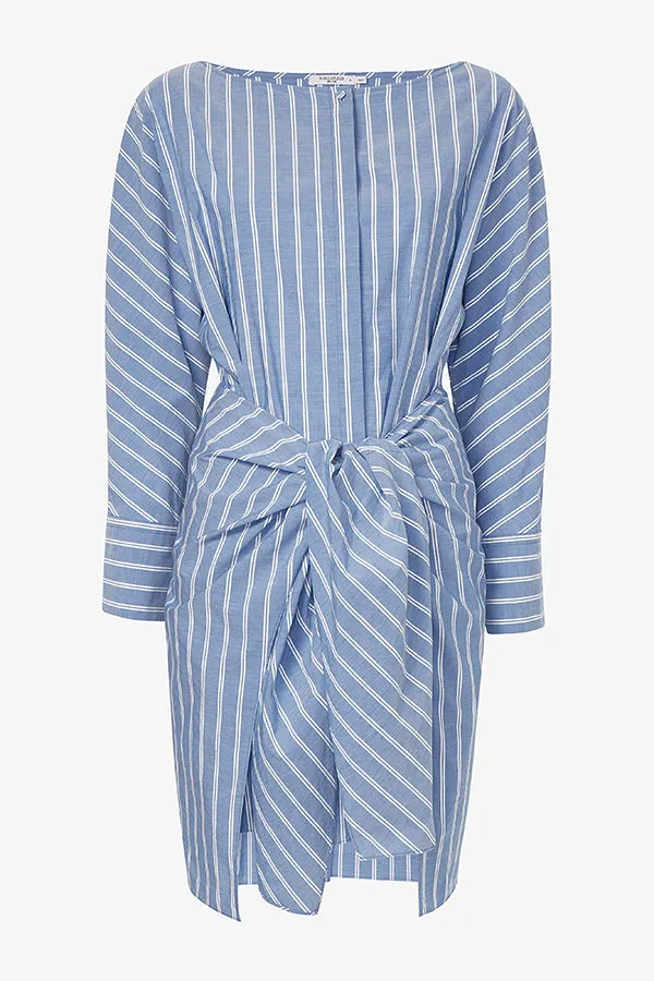 Janie Dress - Poplin Stripe :: Blue / White