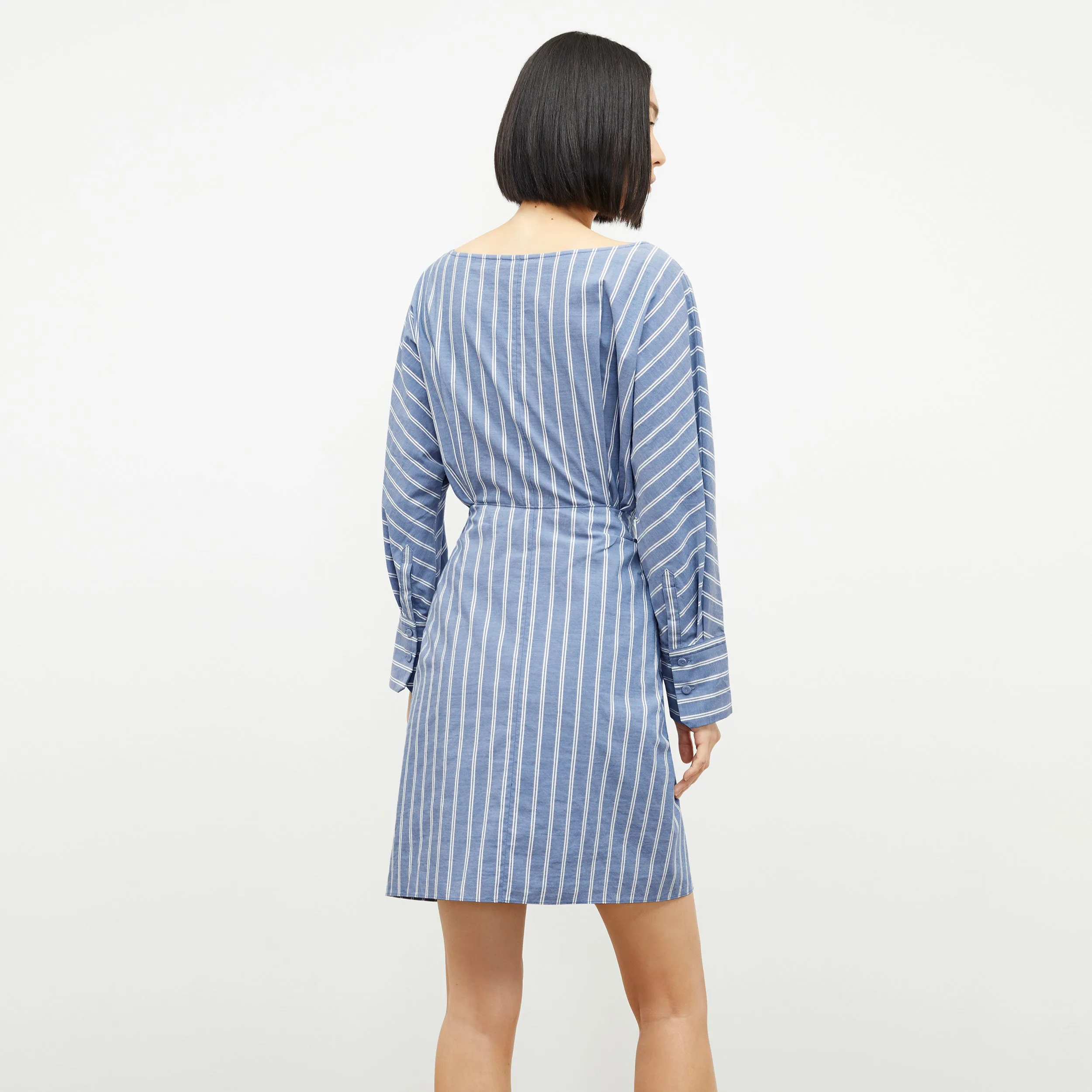 Janie Dress - Poplin Stripe :: Blue / White