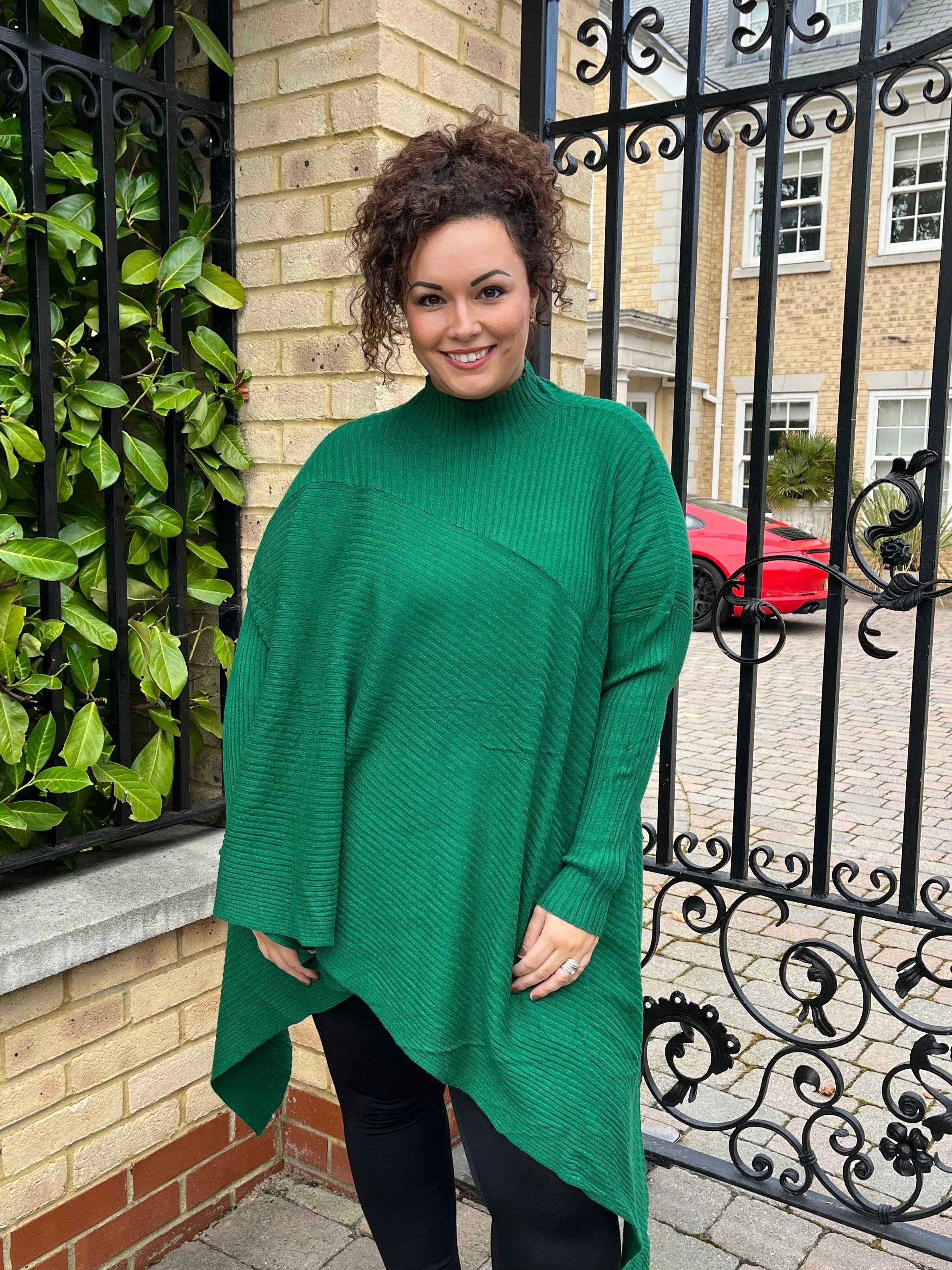 Jordan Green Asymmetrical Super Soft Poncho