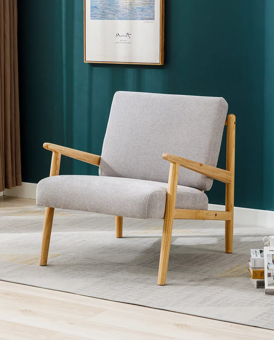 Juneau Fabric Wood Lounge Armchair