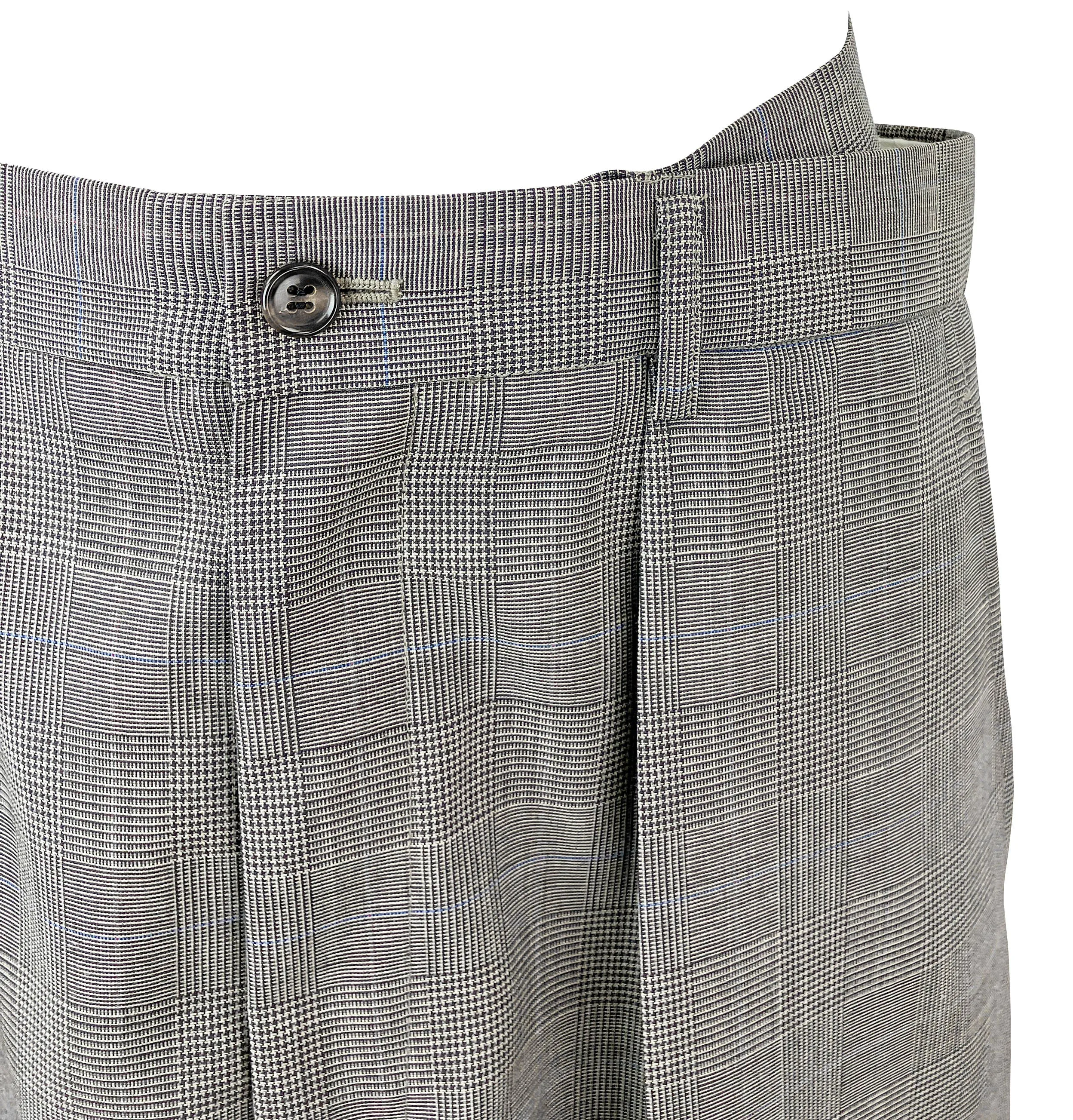 Junya Watanbe Wool Glencheck Skirt in Grey/Beige