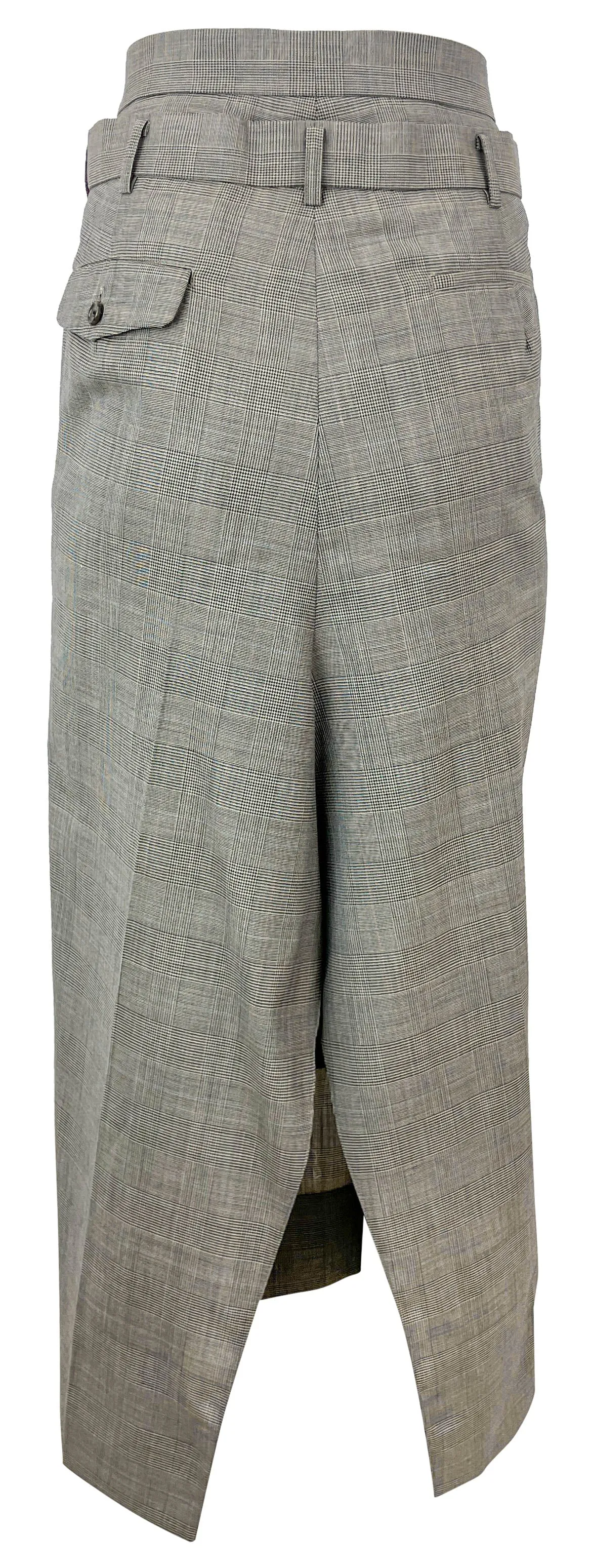 Junya Watanbe Wool Glencheck Skirt in Grey/Beige