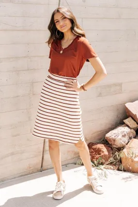 Knee-Length Striped Skirt