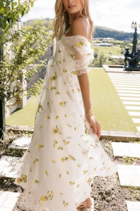 Kordyn Maxi Dress - White Yellow Floral