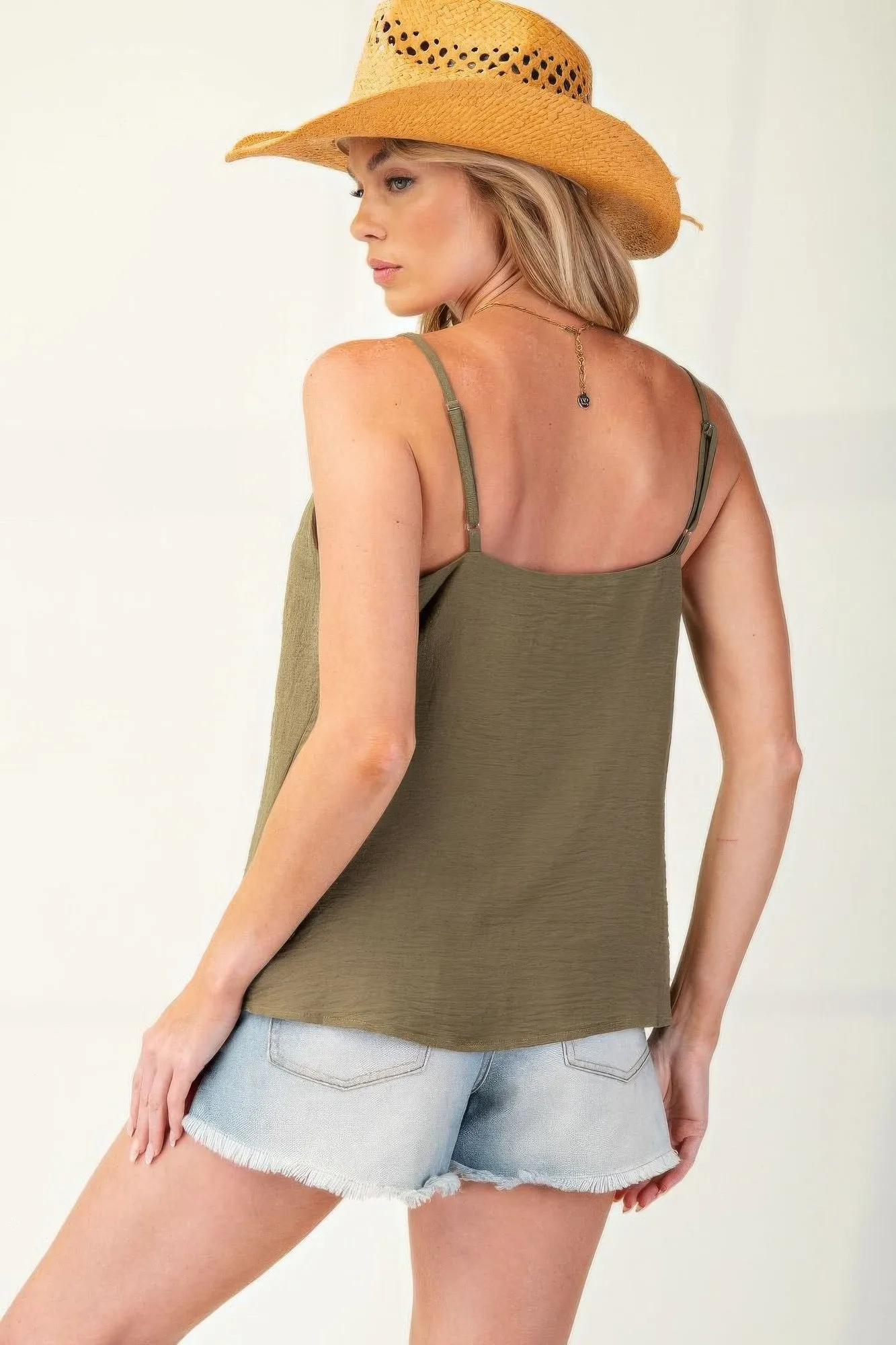 Laced Textured Poly Woven Camisole