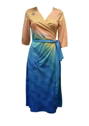 Ladies Sun Safe Outdoor Wrap Dress - Sea Breeze - Made of Recycled fabric