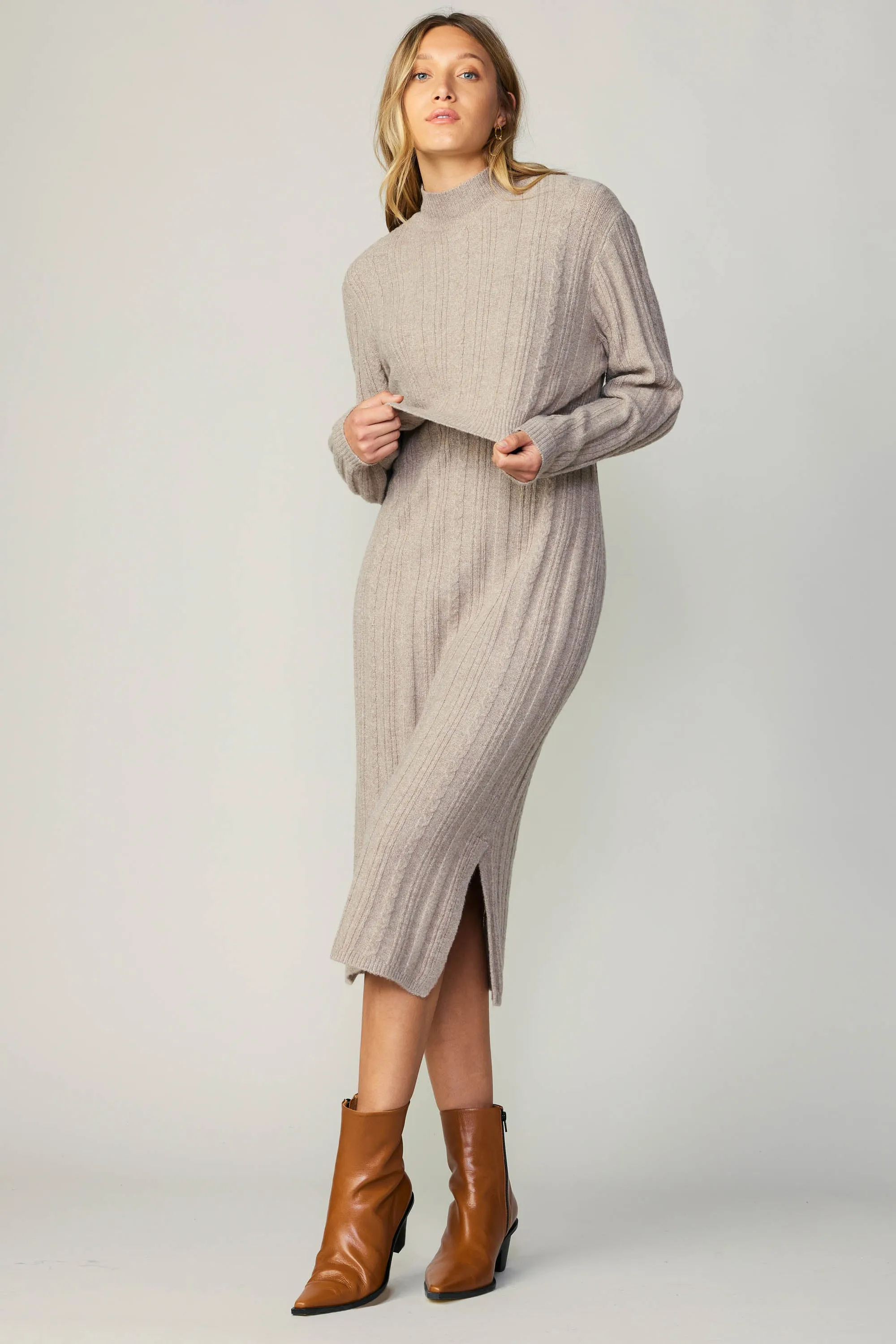 Layered Sweater Midi Dress