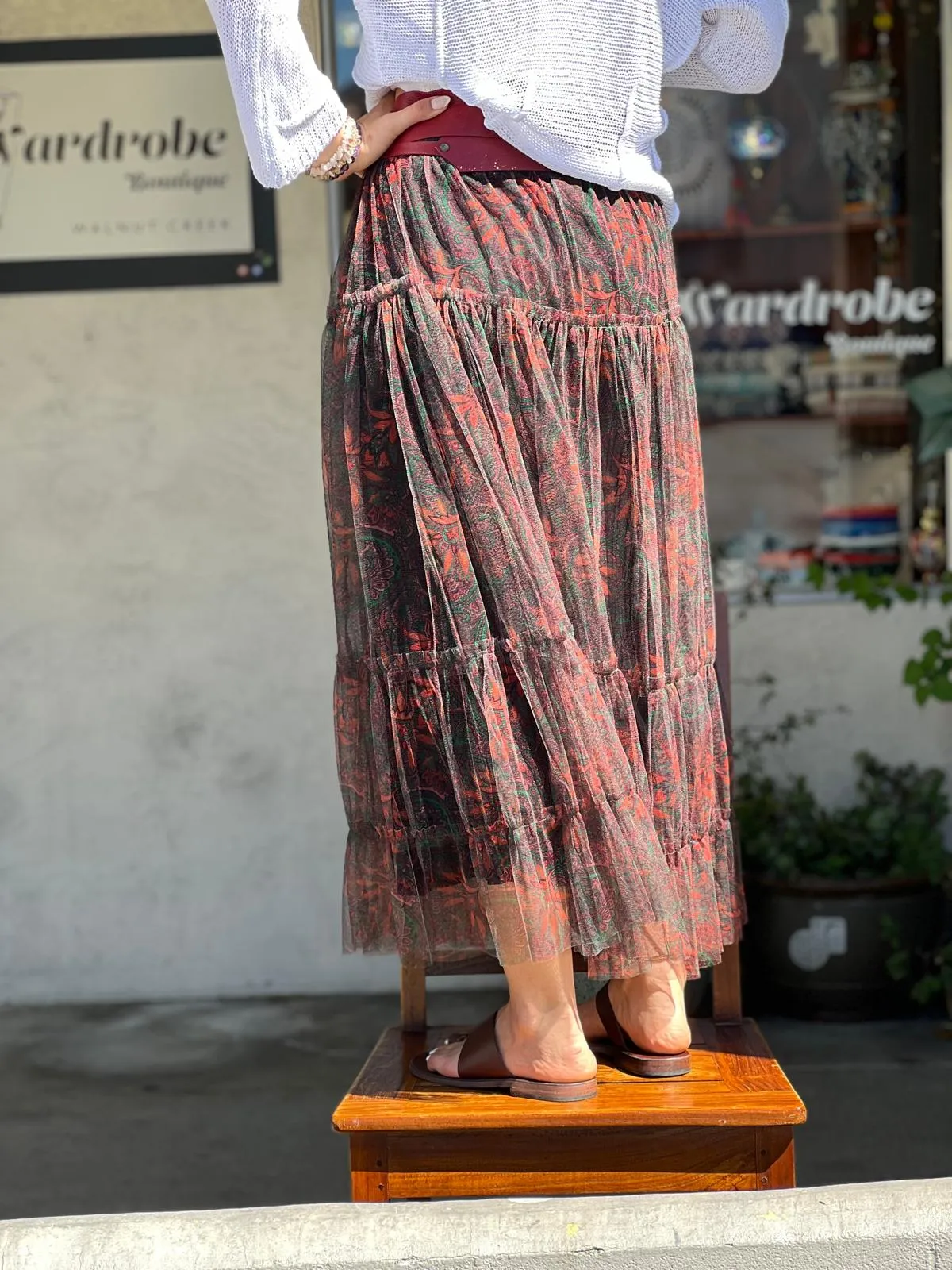 Layered Tulle Skirt Orange