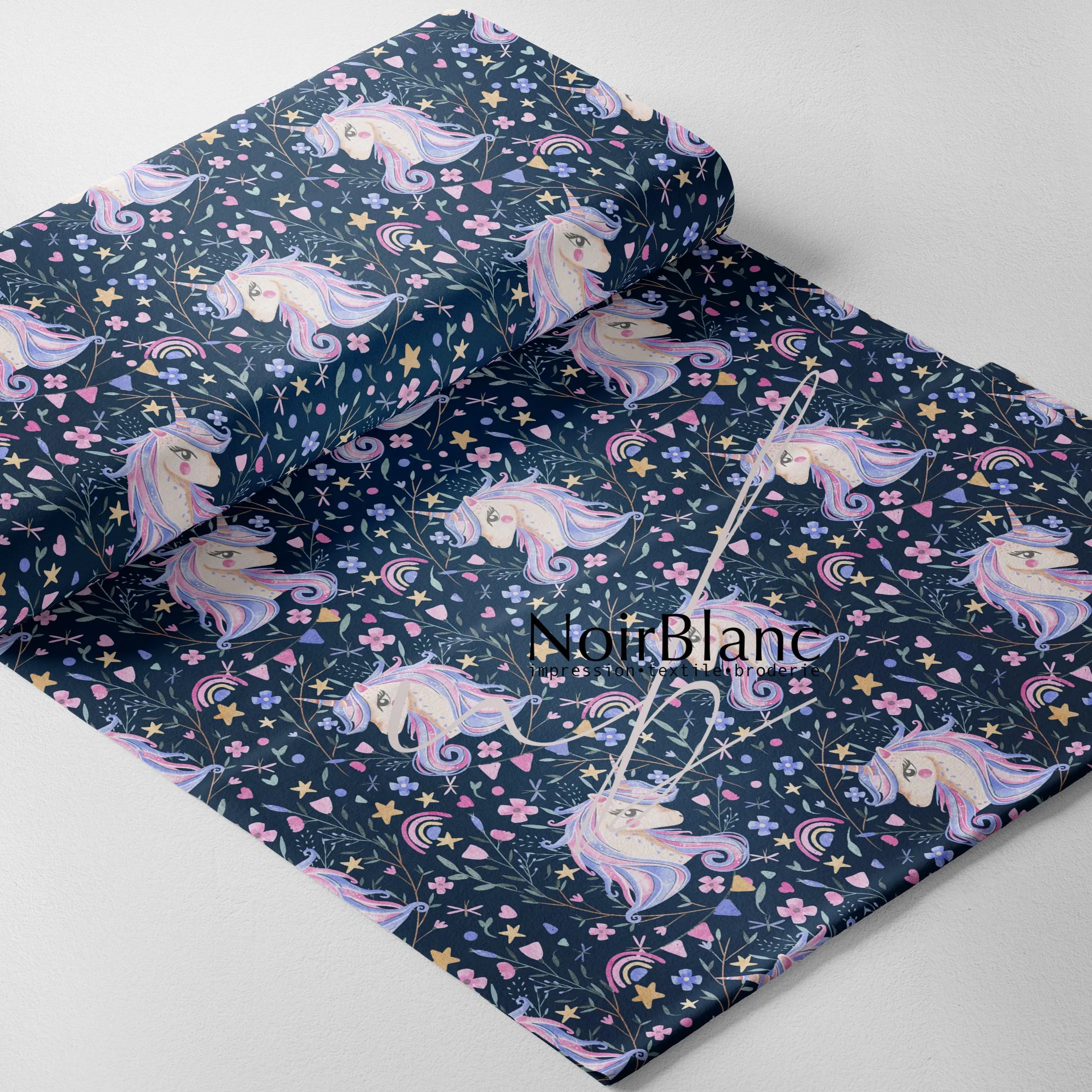 Licorne et fleur navy