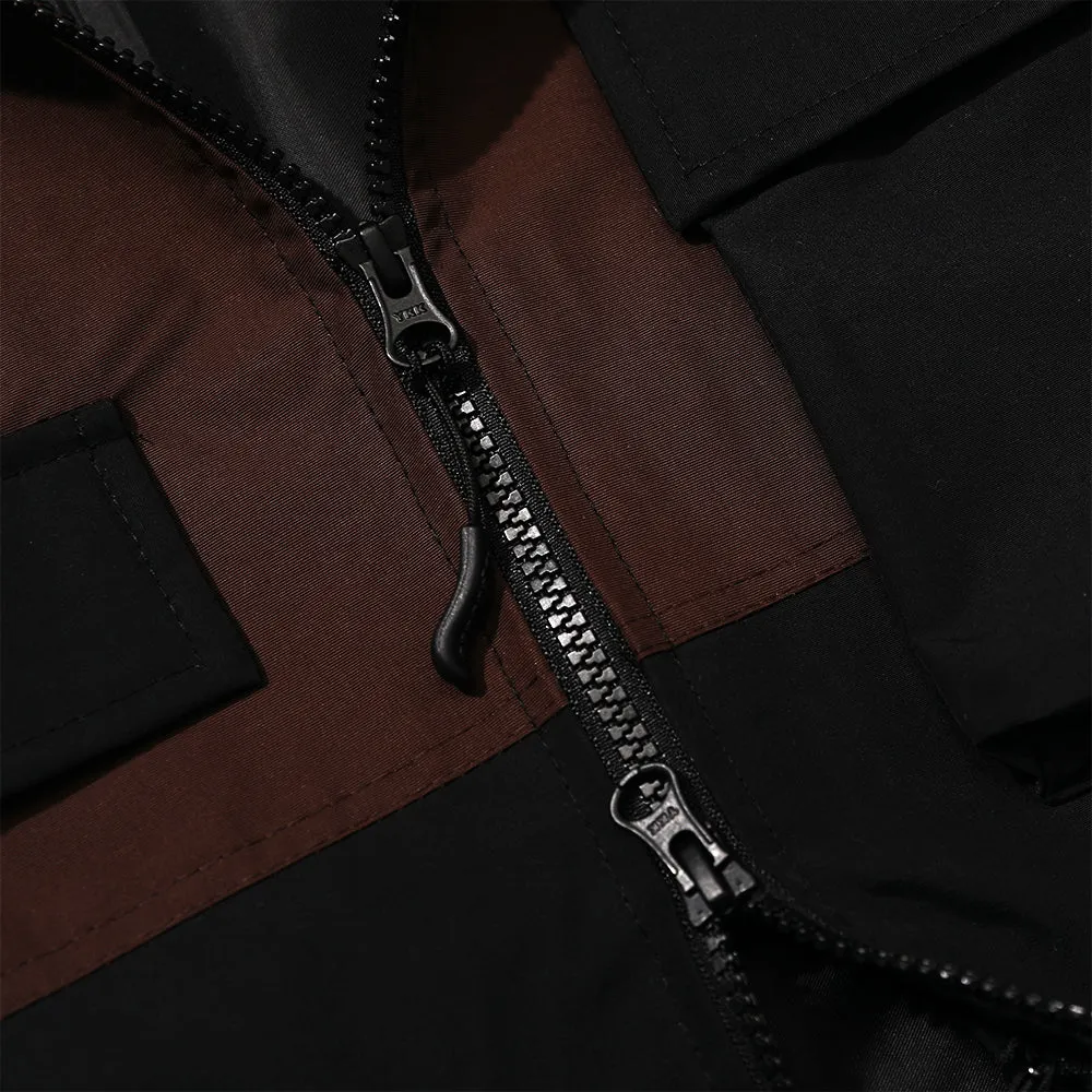 LIGHT POCKET HOODED JACKET CHOCOLATE / BLACK