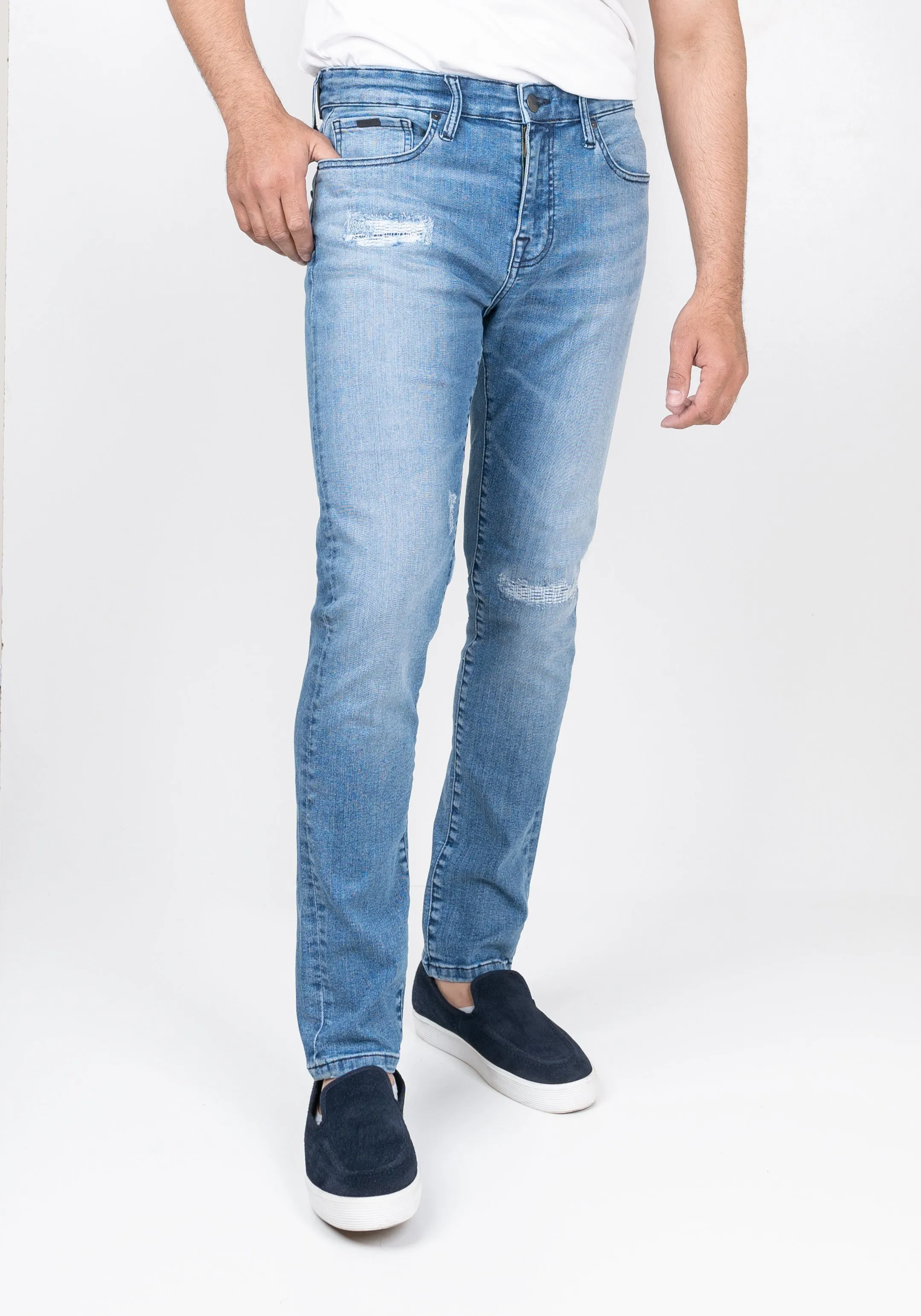 Light Wash Rip & Repair Skinny Fit Jeans - Ultra