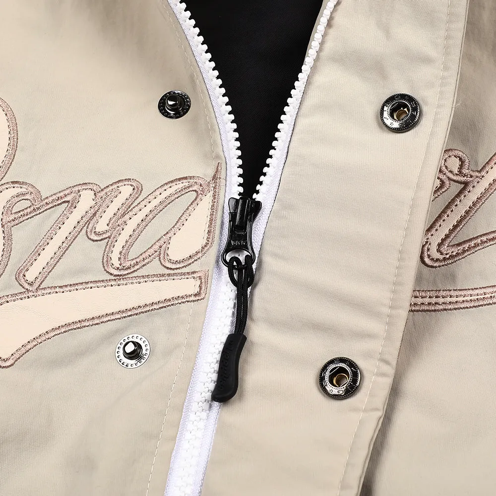 LOGO VARSITY JACKET CREAM BEIGE