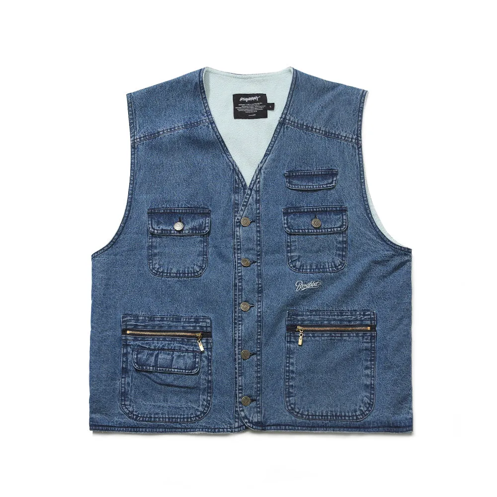 LOGO WASHING VEST DENIM LIGHT BLUE