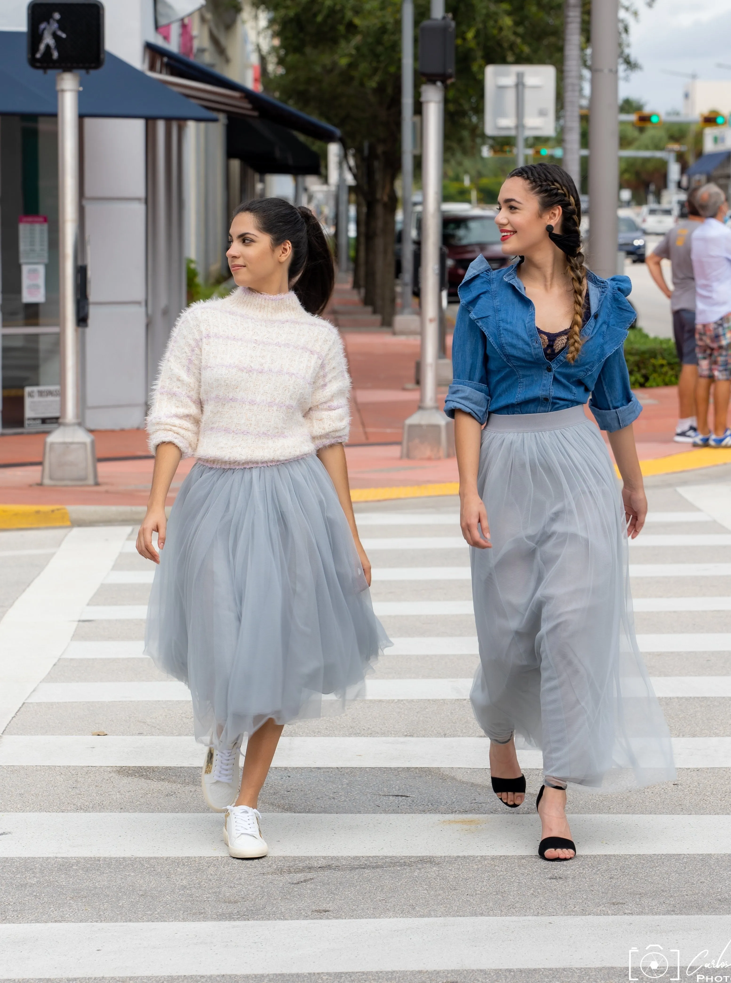 Long Light Gray Tulle Skirt