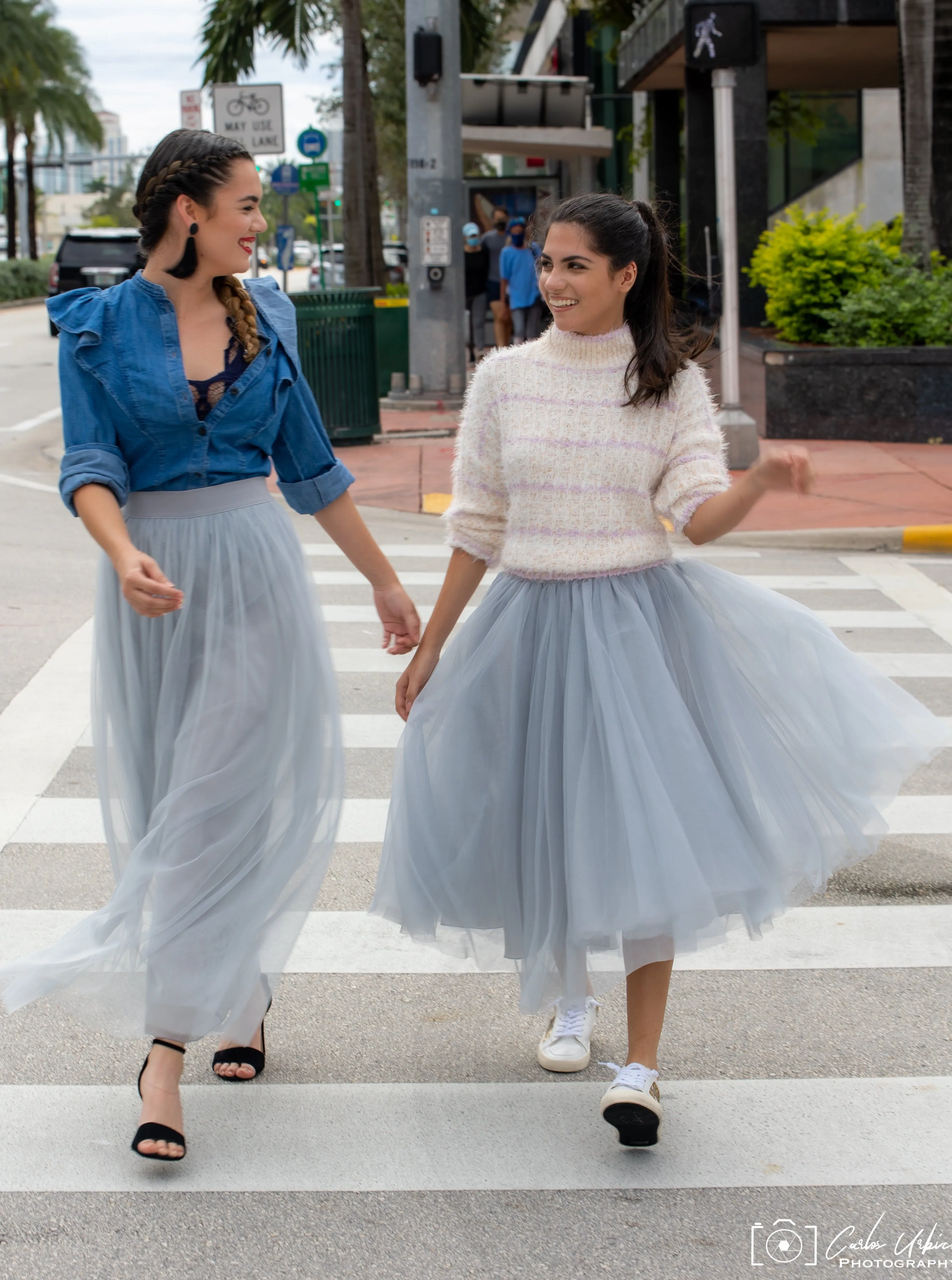 Long Light Gray Tulle Skirt