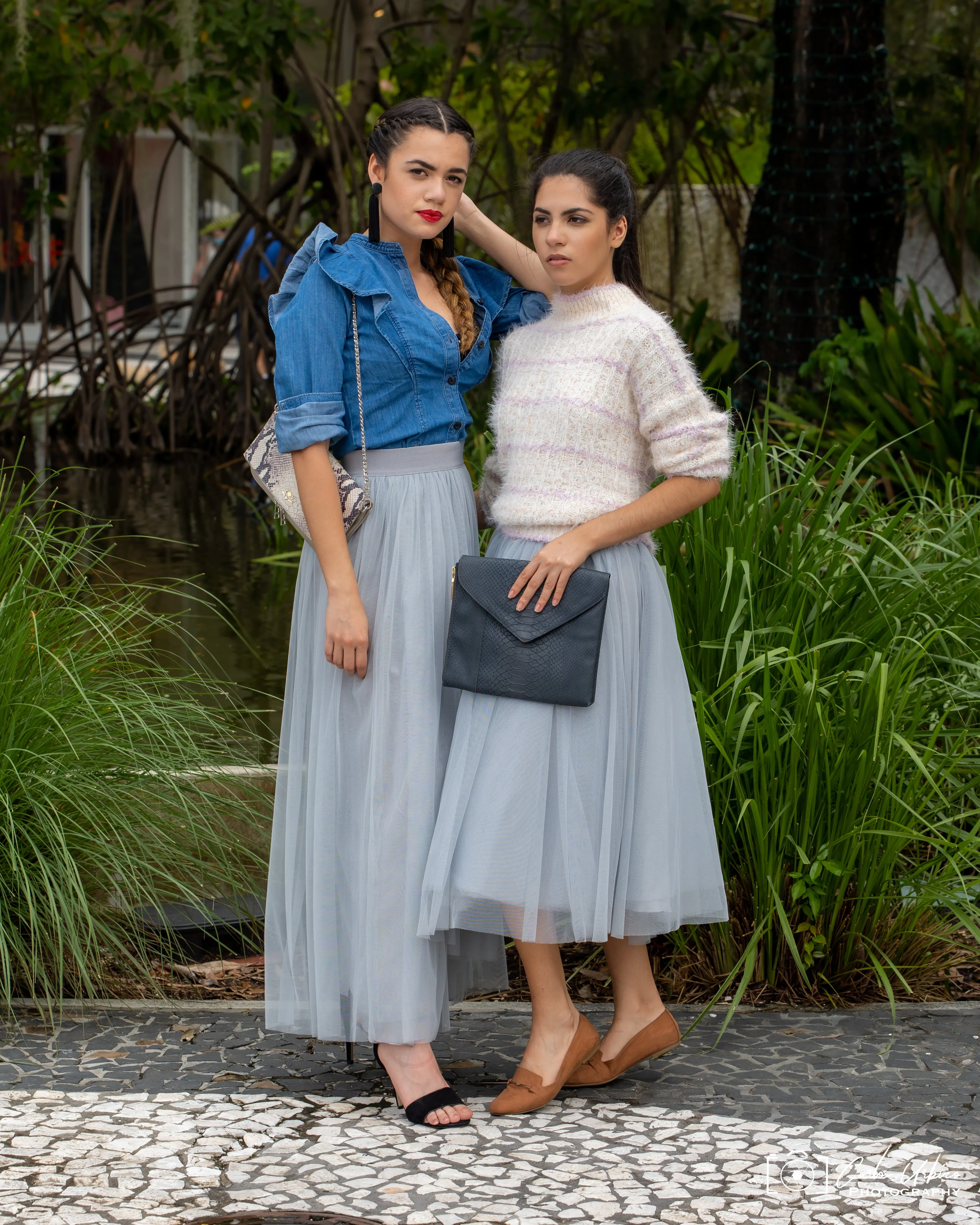 Long Light Gray Tulle Skirt