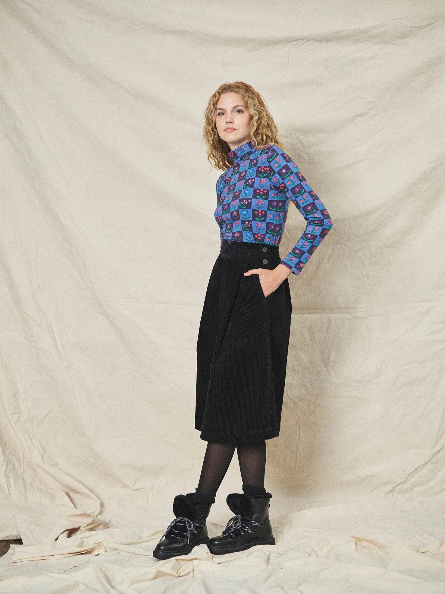 Lowie Black Corduroy Skirt