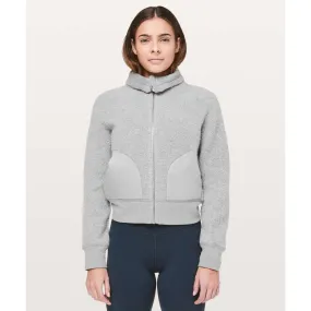 Lululemon So Sherpa Jacket in Heathered Silver Spoon / Heathered Core Light Grey - Size 4