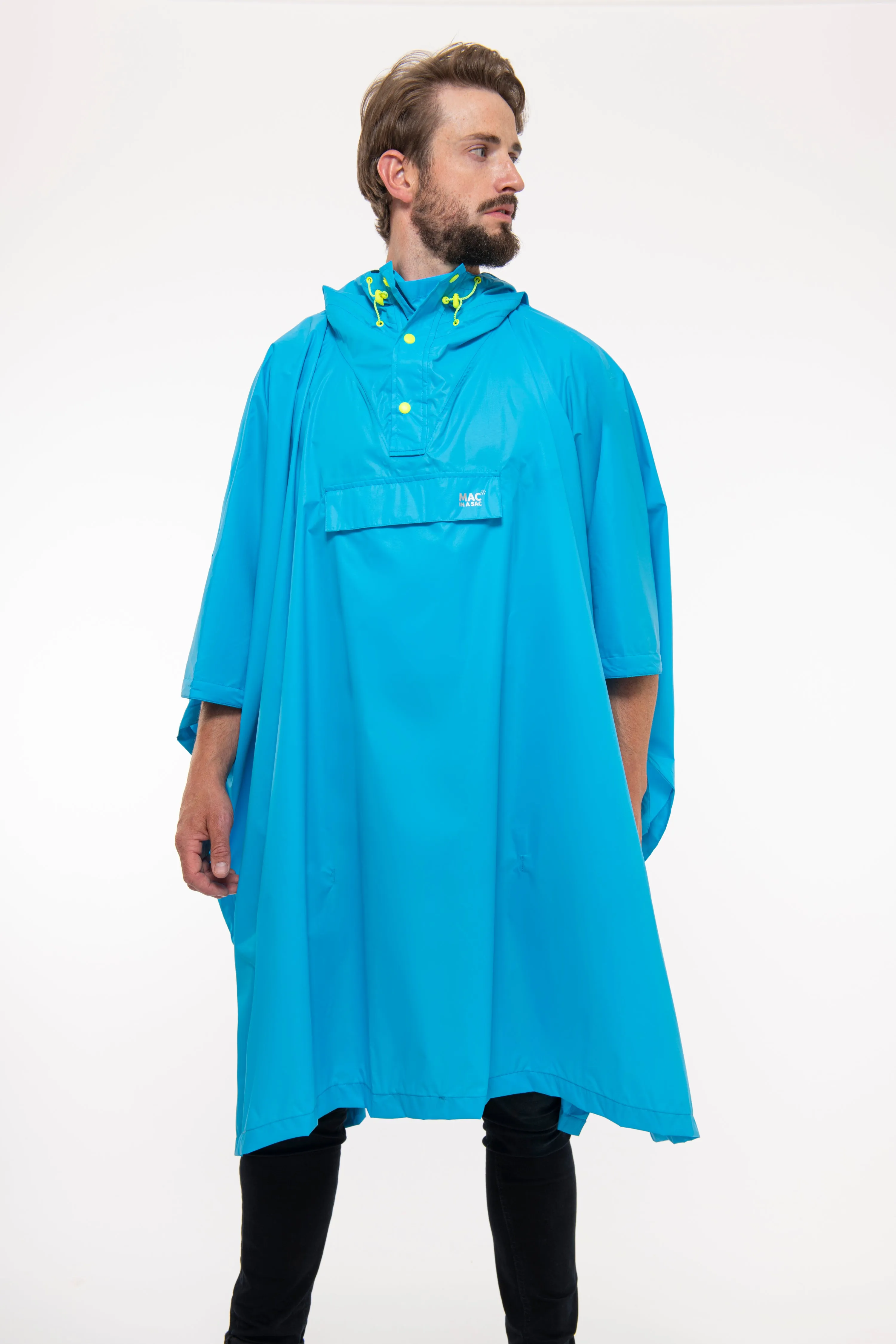 Mac In A Sac Packable Waterproof Unisex Poncho - Neon Blue