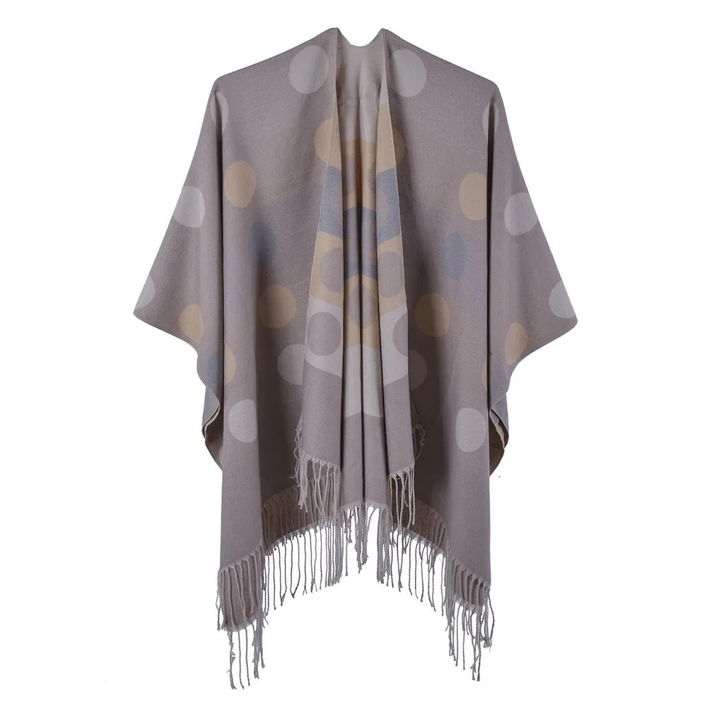 Manufacturers sell new women's shawls, tassels, polka dots, split capes, thickened, warm keeping, universal, cross-border, exclusive