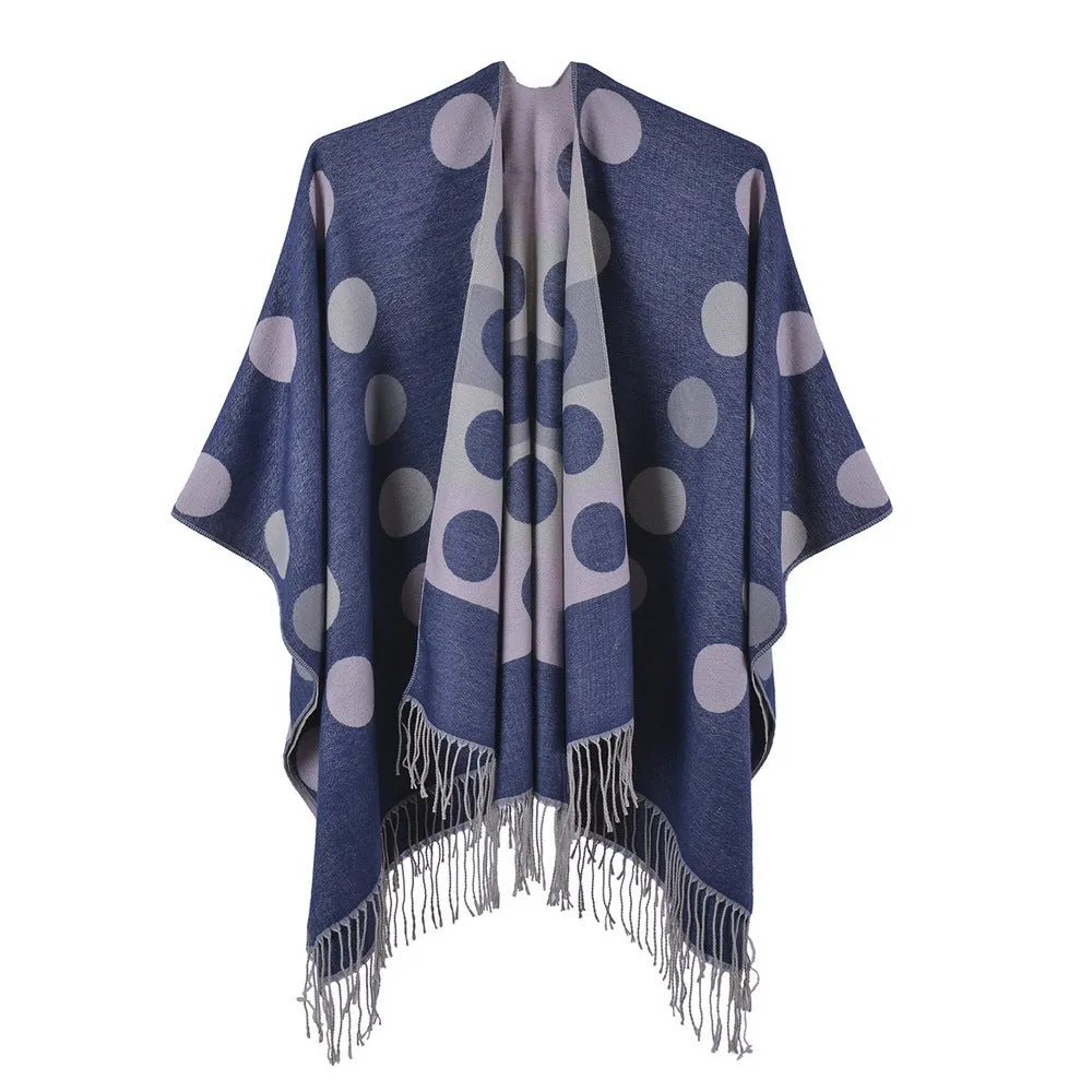 Manufacturers sell new women's shawls, tassels, polka dots, split capes, thickened, warm keeping, universal, cross-border, exclusive