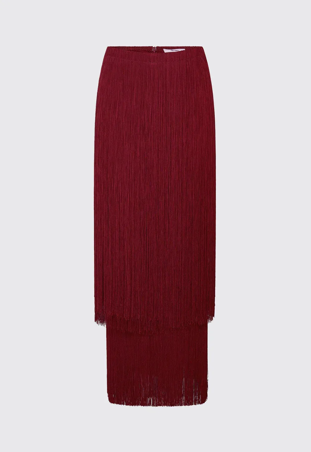 Marquee Wool Fringe Skirt in Cheru Red