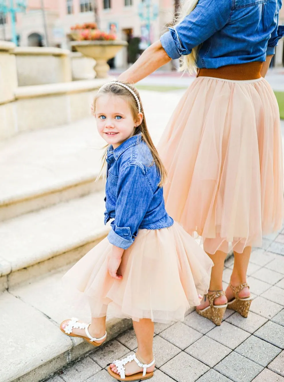 Midi Champagne Tulle Skirt