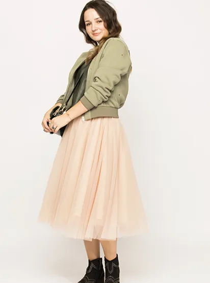 Midi Champagne Tulle Skirt