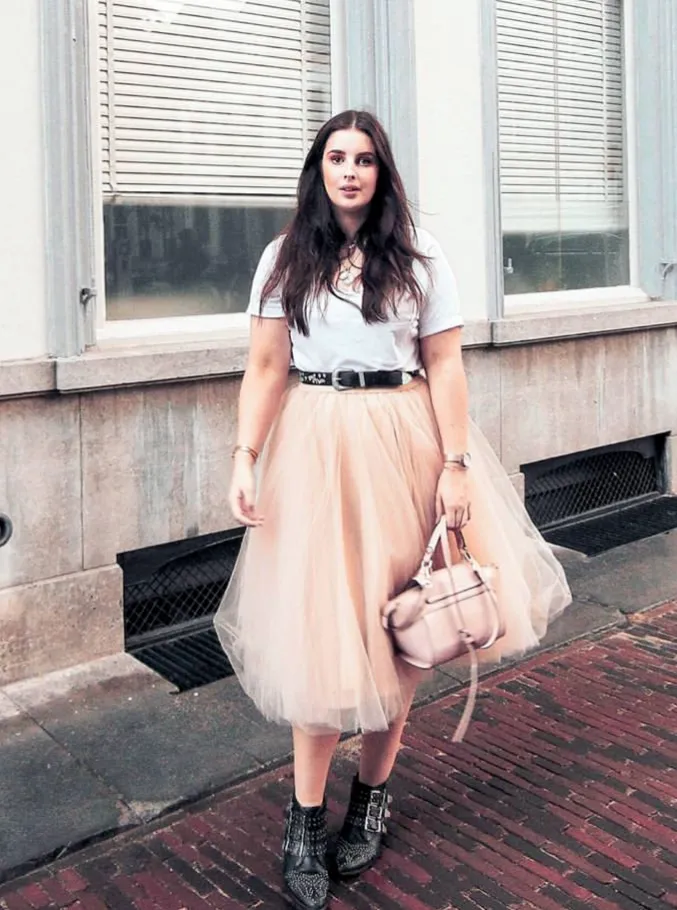 Midi Champagne Tulle Skirt