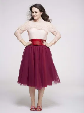 Midi Cherry Red Tulle Skirt