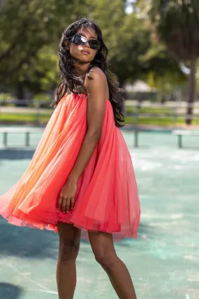 Midi Coral Tulle Skirt