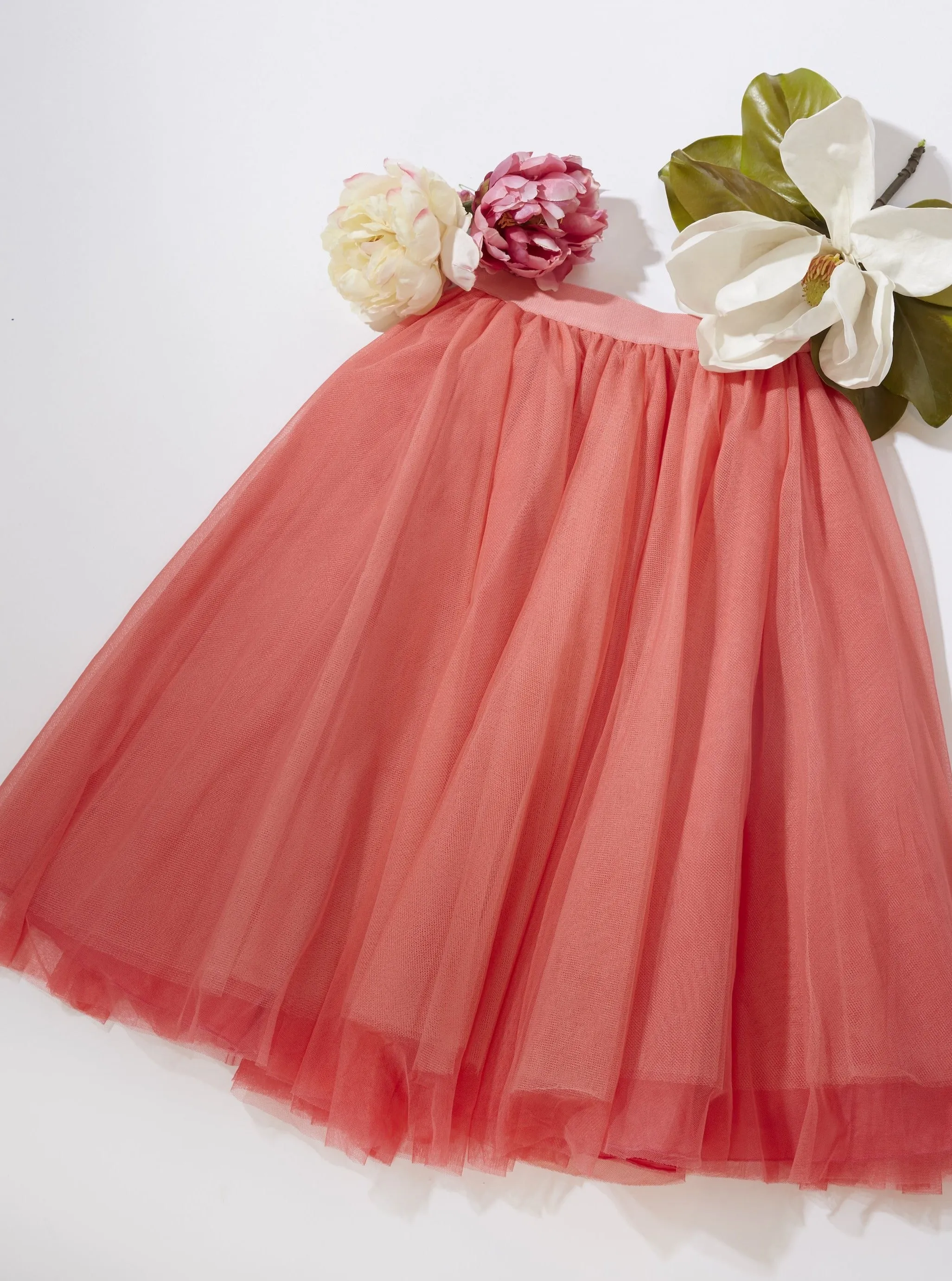 Midi Coral Tulle Skirt