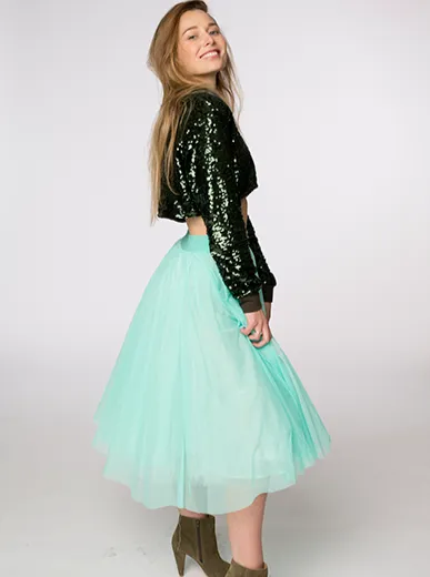 Midi Mint Tulle Skirt