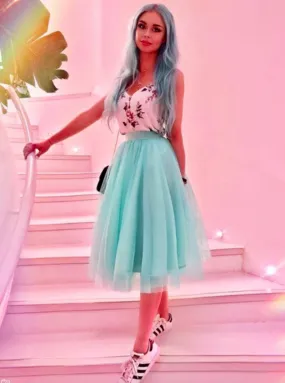 Midi Mint Tulle Skirt