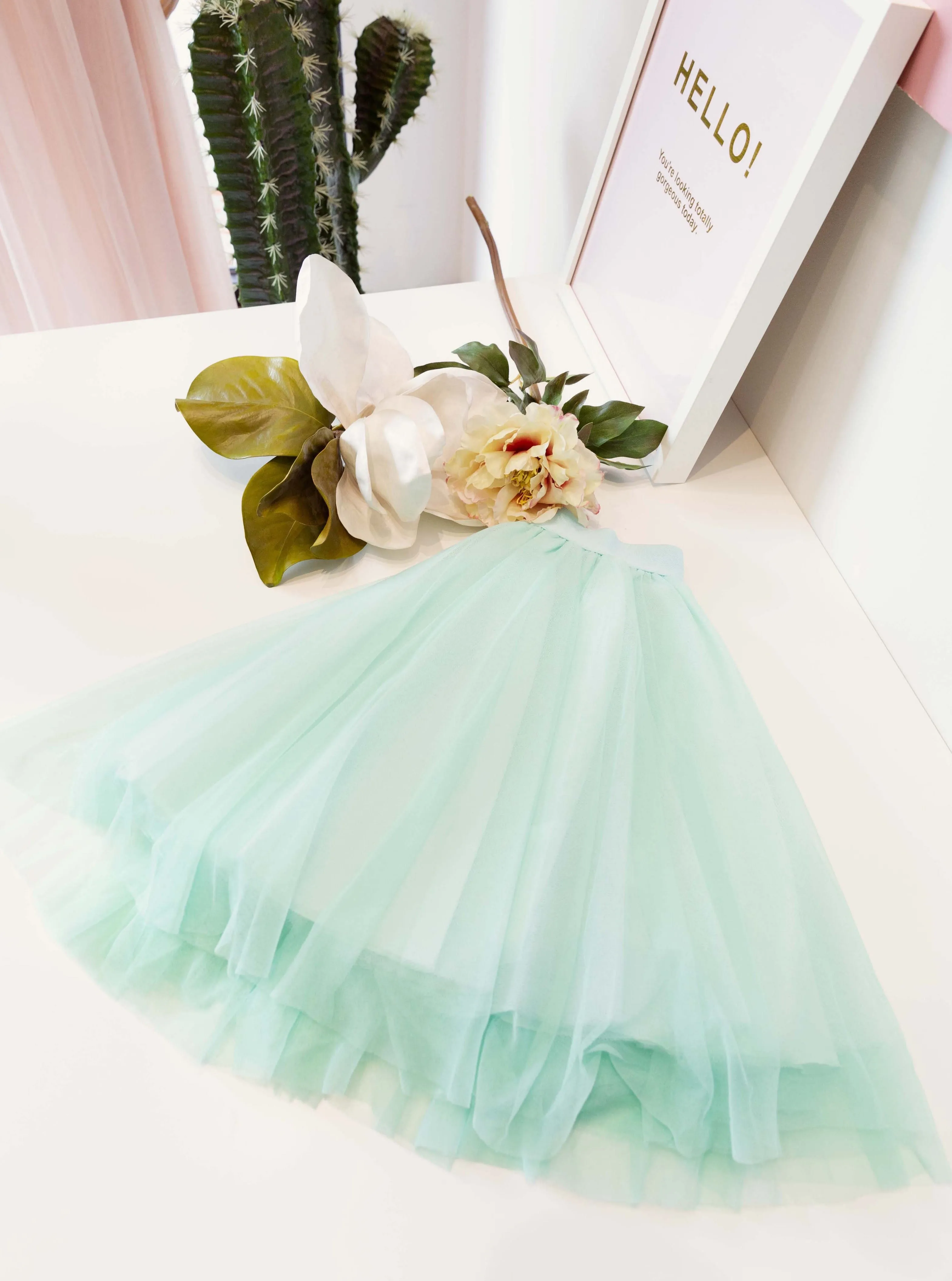 Midi Mint Tulle Skirt