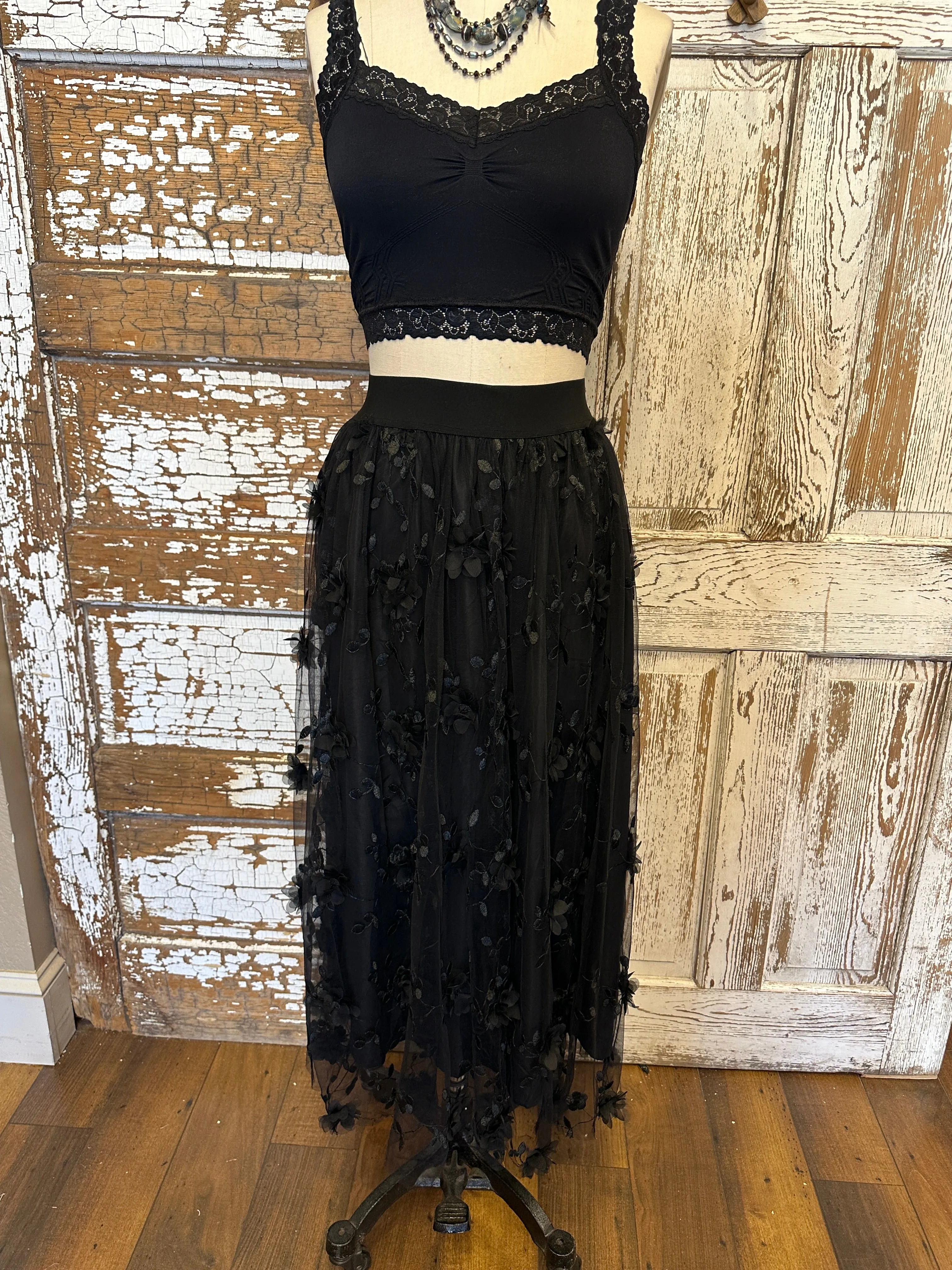 Midnight Bloom Tulle Skirt