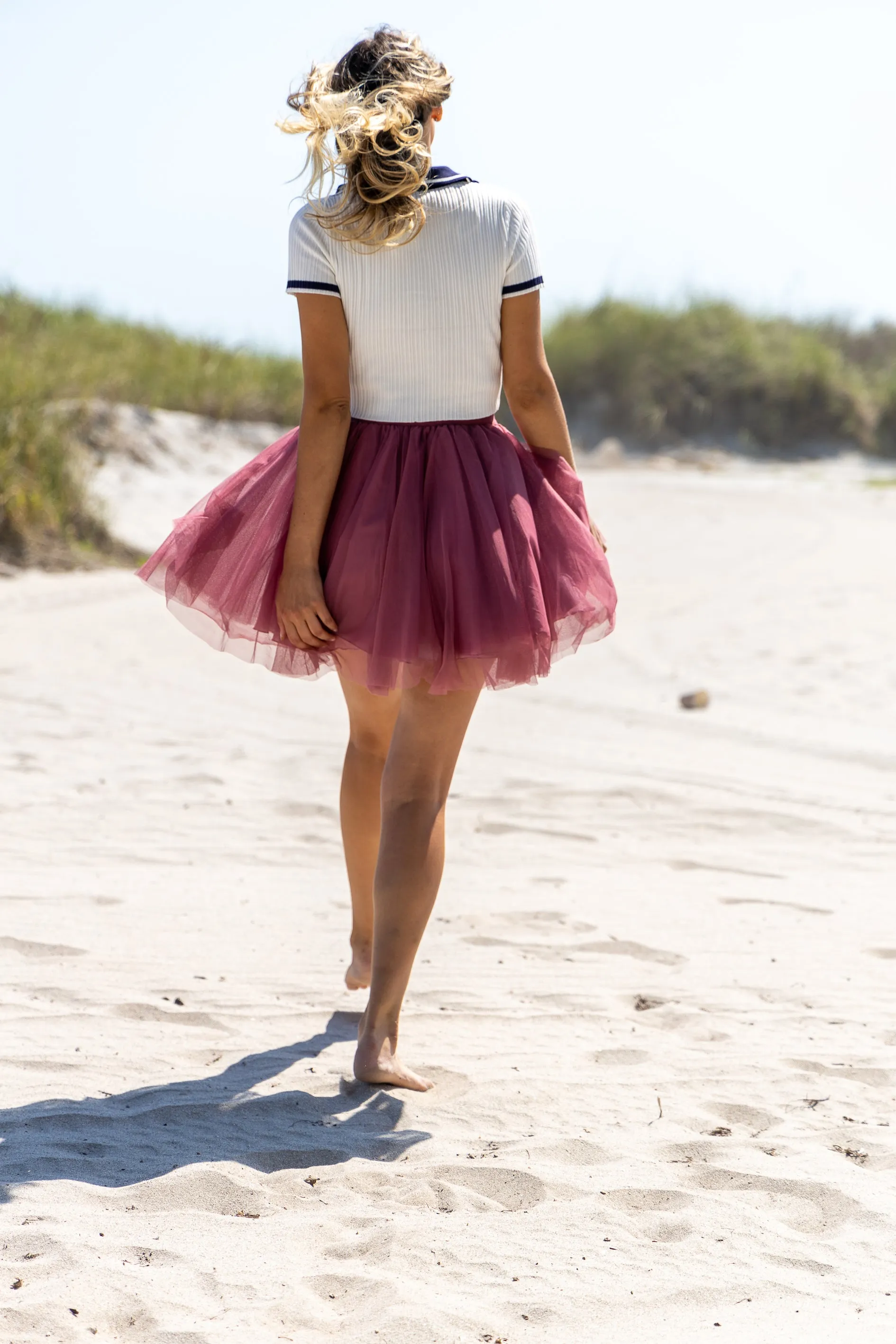 Mini Plum Tulle Skirt