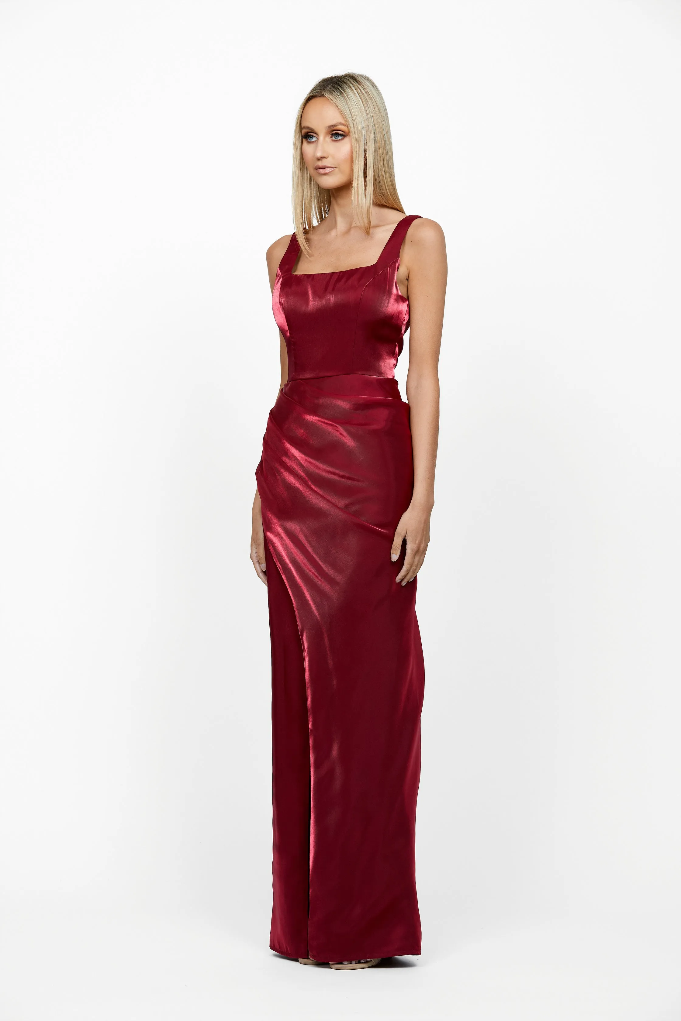 Minka Square Neck Draped Gown