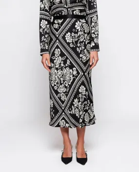 MIRTO 1956 - BLACK AND WHITE PRINT MIDI SKIRT